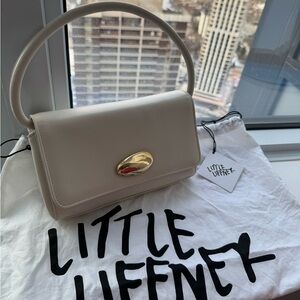 Little Liffner Cream Mini Shoulder Bag with Gold Hardware